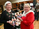 Vanessa Edwards and Jeanette Morley of Tesco, with Tesco gift bags