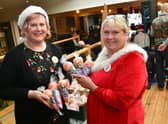 Vanessa Edwards and Jeanette Morley of Tesco, with Tesco gift bags