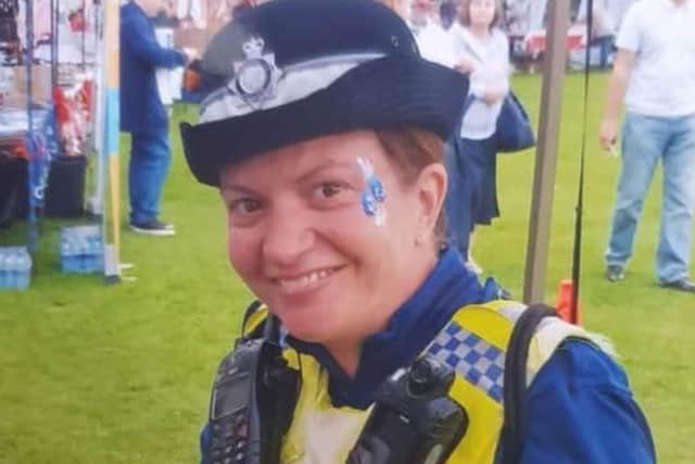 Michelle Collins on duty as a PCSO.