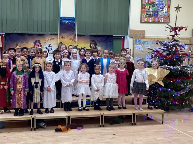 The cast of Kirkby La Thorpe's production for Christmas.