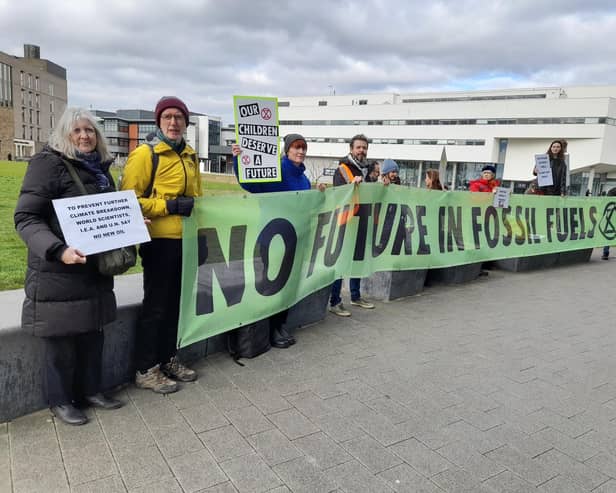 Extinction Rebellion protestors outside Lincolnshire Energy Conference