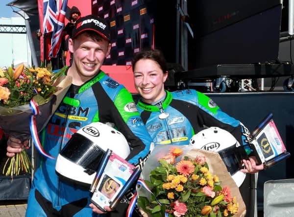 Todd Ellis and Emmanuelle Clement celebrate in Assen. Photo: Wally Walters