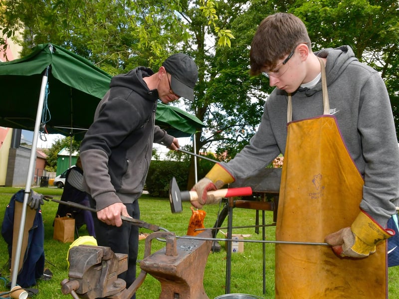 Henry Whitelaw 15 of Wilsford with blacksmith, Ryan Atkin