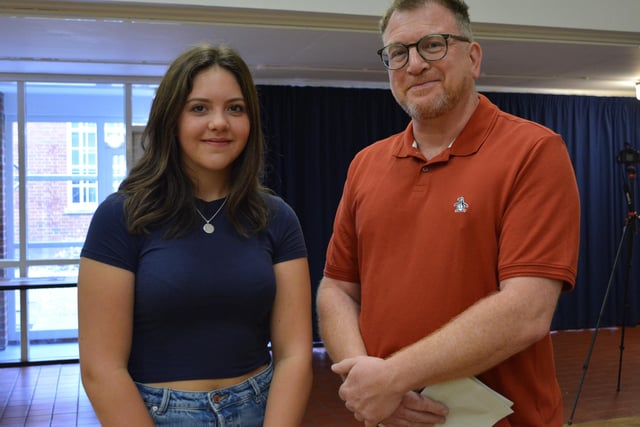 Mia Wilson was one of the first to pick up her results, receiving an A* and two A grades. She is already in the process of going into the Royal Navy, hopefully with a career in logistics.