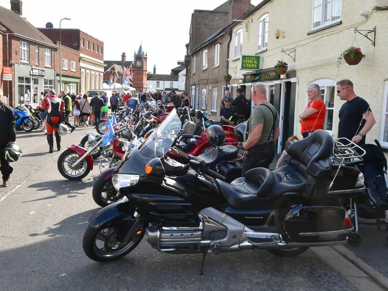 Bikes lining the streets in Wainfleet giving visitors the chance to explore.
