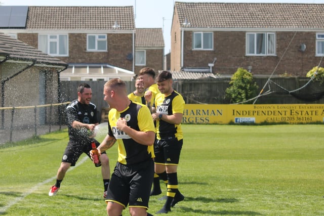 Manager Jon Macleod starts the celebrations early.