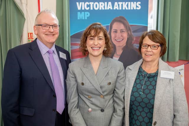 Coun William Gray, LCC Portfolio Holder for Communities and Better Ageing., MP for Louth and Horncastle Victoria Atkins, and Coun Wendy Bowkett, LCC Executive Councillor for Adult Care and Public Health.