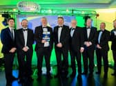 Sustainable Project of the Year, winner Lindum Group Ltd for Windmill Gardens at the Greater Lincolnshire Construction and Property Awards 2023. NKDC officers, councillors and Lindum representatives with headline sponsor, Willmott Dixon, at the DoubleTree by Hilton, Lincoln. Picture: Chris Vaughan Photography for Lincolnshire Chamber of Commerce