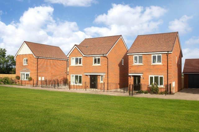 A street-scene from Bellway’s Abbey View development  in Bourne