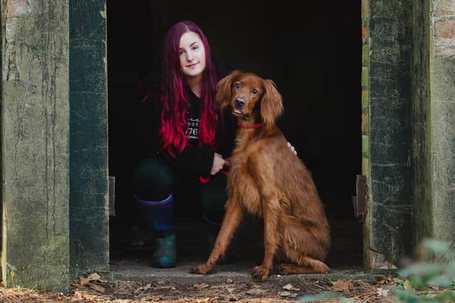 Kirsty Bevan with her Setter Murphy.