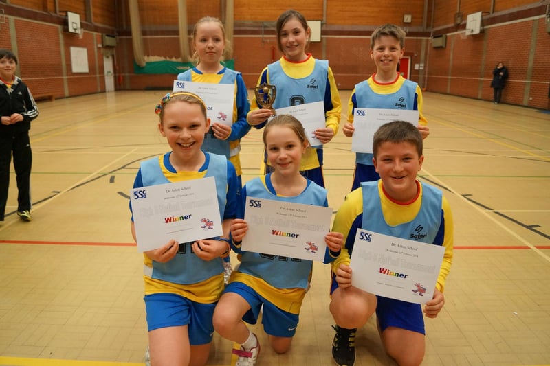 A group of pupils from Market Rasen Primary School being crowned winners in an inter-school netball tournament held at De Aston School. Also taking part were two teams from Caistor and one each from Osgodby, Grasby and Binbrook.