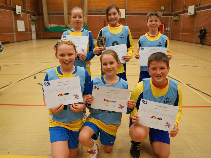 A group of pupils from Market Rasen Primary School being crowned winners in an inter-school netball tournament held at De Aston School. Also taking part were two teams from Caistor and one each from Osgodby, Grasby and Binbrook.