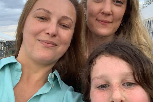 Host Simone Wood (top right) of Billingborough, with daughter Lois (bottom right) and their guest from Ukraine, Mariia.
