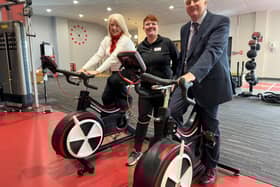 Coun Lesley Rollings and Coun Trevor Young, with the leisure centre’s fitness manager Amy Minnikin