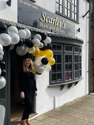 Scarlet Leverton at the official opening of Scarlet’s Hair and Beauty salon.