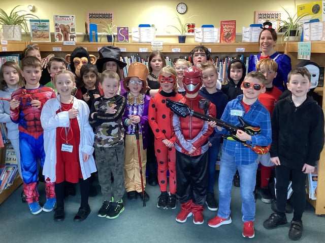 Kingfisher Class (Years 3/4) at Kirkby La Thorpe School on World Book Day.