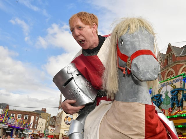 A closer look at the knight and his noble steed.