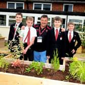 Kirton Lindsey builder Dave Capell, who helped transform the space, with Huntcliff School students
