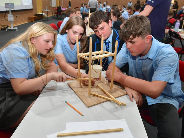 L-R Amelia Jolly 13, Gabby Allenby 12, Riley Thompson 13, Rhys Owen 13 of St George's, Ruskington