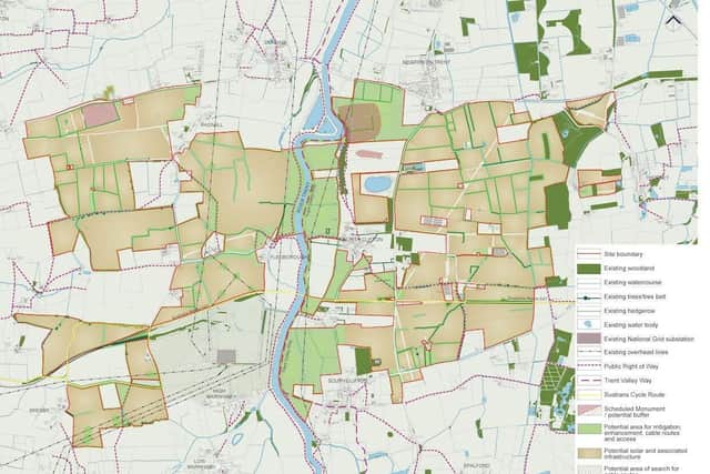 Masterplan for the proposed One Earth solar farm across Lincolnshire and Nottinghamshire