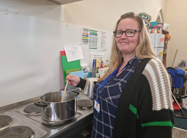 Community co-ordinator Jodi Bradbury preparing soup for visitors to the warm space that launched in Winthorpe last month..