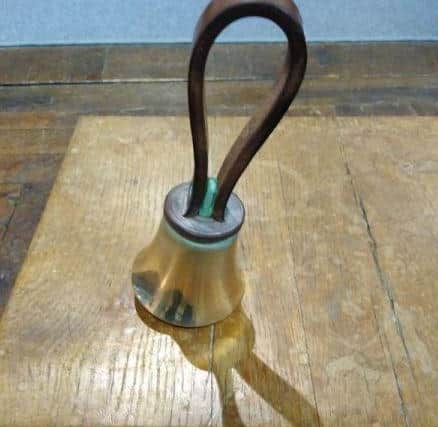 One of the handbells stolen from Wragby church.