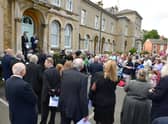 Vice-chairman Coun Ross Little makes the historic proclamation on the steps of NKDC offices. Photo: David Dawson