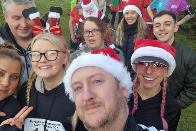 Rhianne's brother and friends who participated in a Santa Fun Run in Rhianne's memory.