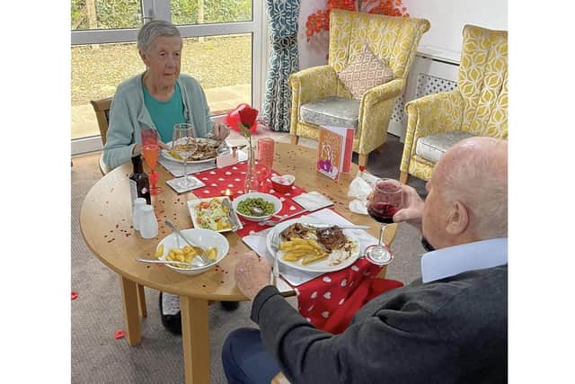 Mr and Mrs Orrey enjoying their Valentine's Day lunch.