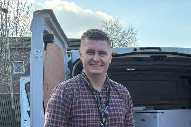 Matt Taylor, of Falcon Support Services, with the donated items