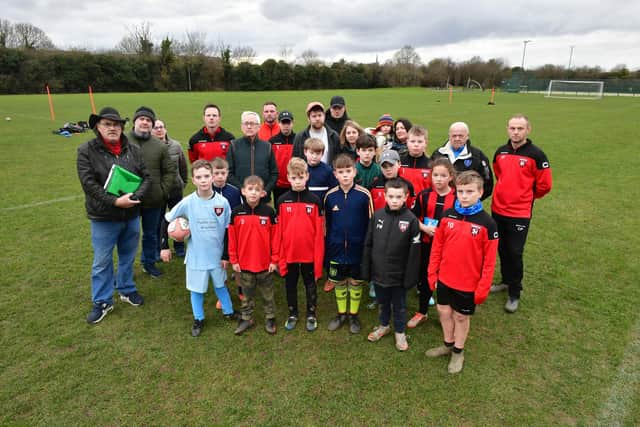 ELDC have applied to build 3G pitches on Wood Lane playing field, pictured are protestors ahead of Saturday's event.