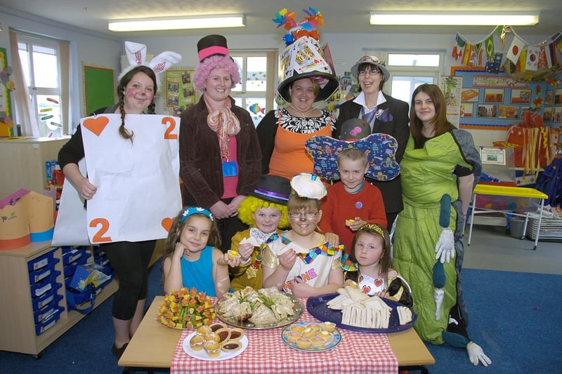 Fishtoft Academy had three causes to celebrate 10 years ago: first, winning a Judge’s Distinction gong in the Pearson Teaching Awards; second, the end of its exam week; and third, the first national Thank a Teacher Day. To mark all three, the school held a Mad Hatter’s Tea Party in aid of Macmillan Cancer Support.
Pupils are pictured with members of staff (from left) Vicky Kitchen, Claire Etherington, Jo Bland, Kate Harrison, and Steph Kinchin.