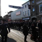 The Remembrance Sunday parade through Sleaford.