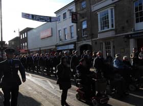The Remembrance Sunday parade through Sleaford.