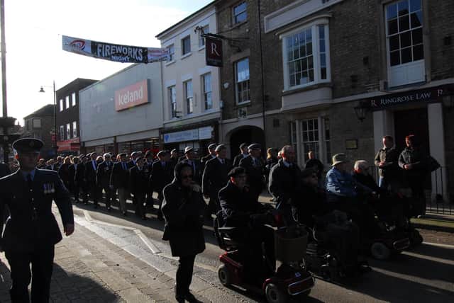 The Remembrance Sunday parade through Sleaford.