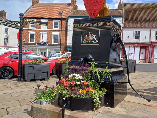 The magnificent centre piece at the famous Caistor Lion, which was planted up by flower sponsor Roger Allenby