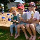 Pictured, from left: Louis Rudling, two, from Australia, Cillian Orriss, five, and Riley Orriss, seven of Frieston, and Cara Rudling, two, of Australia.