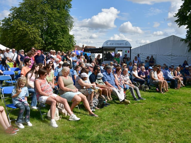Crowds watching the concert marquee entertainment.