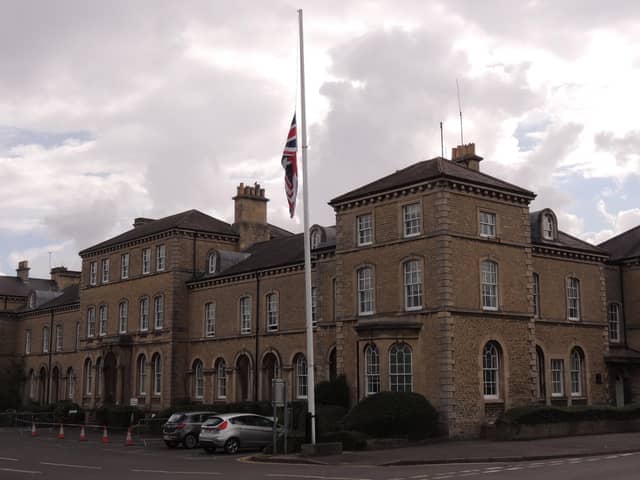 The Union Flag at half mast on Friday outside NKDC offices.