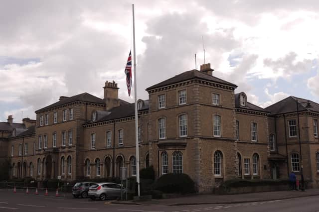The Union Flag at half mast on Friday outside NKDC offices.