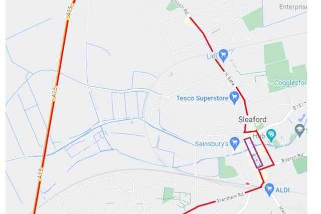 The diversion route during the Southgate road closure on two nights towards the end of the project.