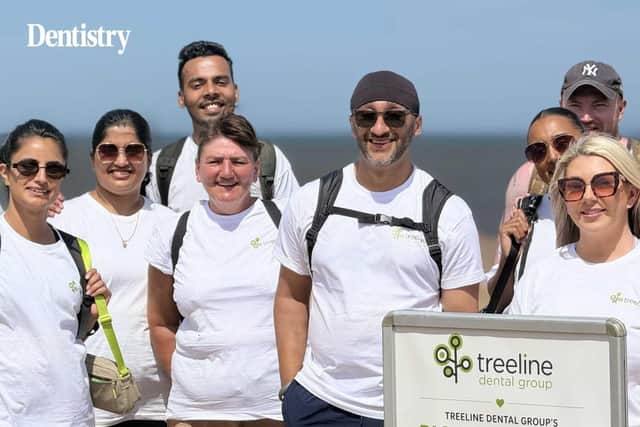 Some of the Treeline Dental Care team who completed the charity coastal walk from Mablethorpe and back.