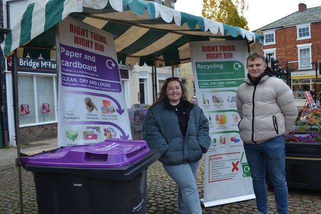 Alice Smith and Tyler Shores from Lincolnshire County Council were getting the ‘Right Thing, Right Bin’ message across