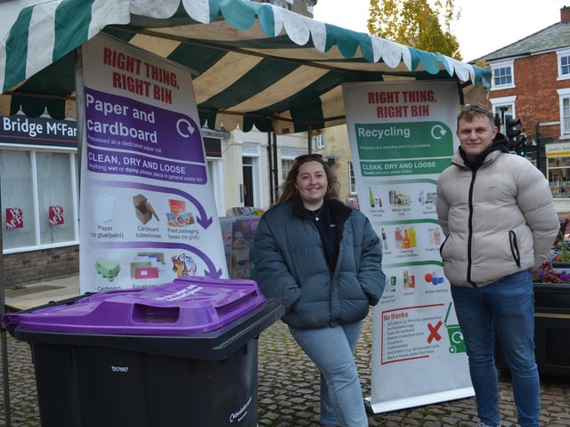 Alice Smith and Tyler Shores from Lincolnshire County Council were getting the ‘Right Thing, Right Bin’ message across