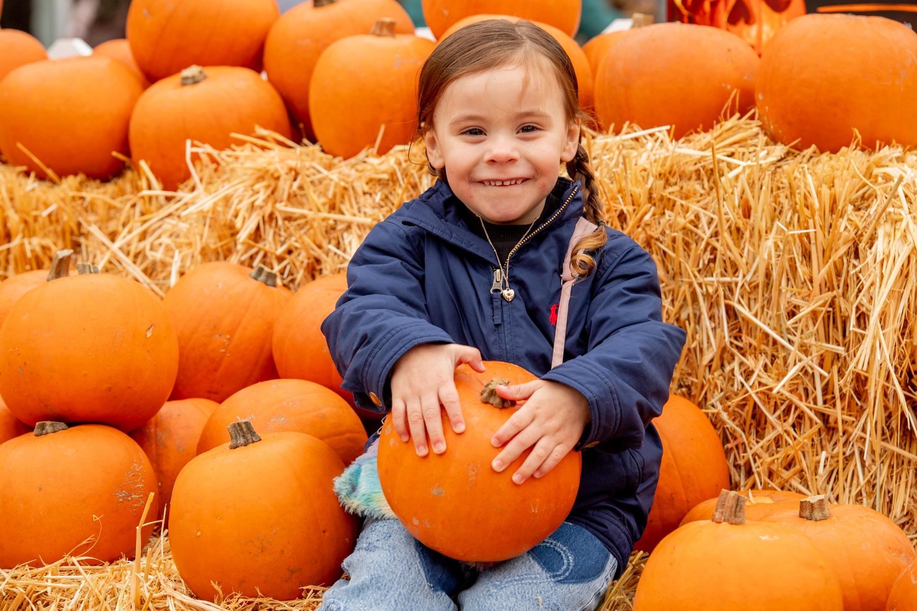 Mayo Michalski in the pumpkin patch. Photo: NKDC/John Aron Photography