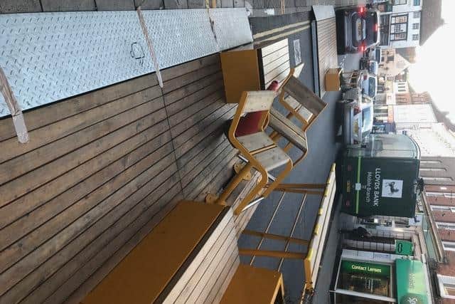 The second Louth seating unit on Mercer Row has been vandalised. Photo: Andrew Leonard