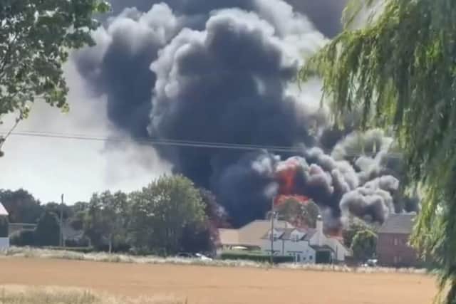 A still from the video of the fire near Wigtoft, shared with the Standard by Darren Rush.