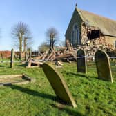Flashback to 2020 and the collapsed tower at the west end of St John The Baptist Church in High Toynton. (PHOTO BY: John Aron Photography)
