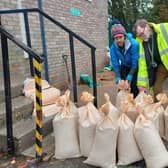 Sandbags were filled for residents to protect homes during Storm Babet.