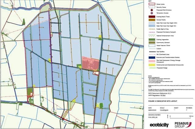 The latest version of the layout proposed solar park for Heckington.